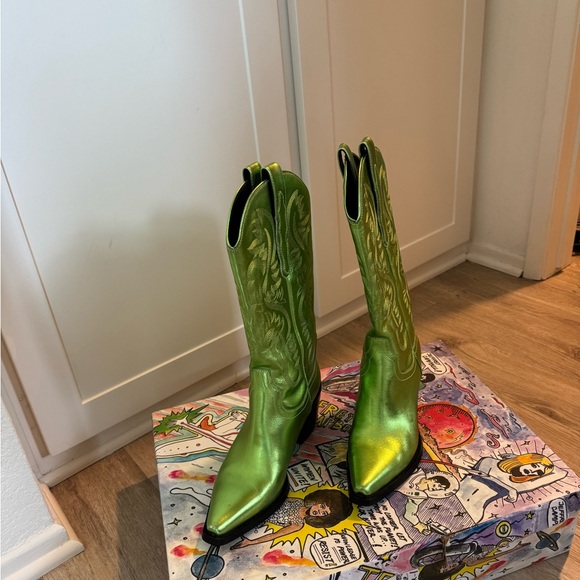 Jeffrey Campbell Green Cowboy Boots - Picture 2 of 3